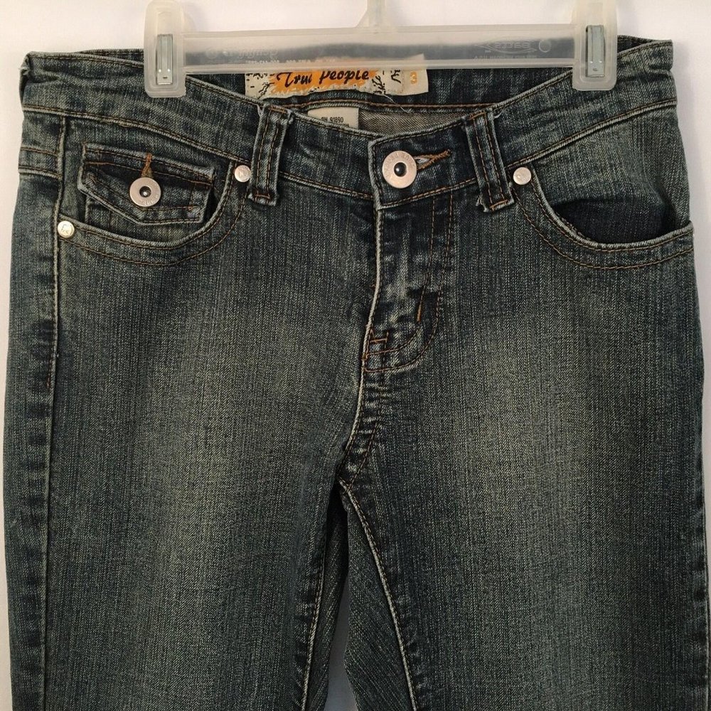True People Denim Jeans Pants Size 3 Juniors Embroidered Low Rise Womens - Picture 2 of 12